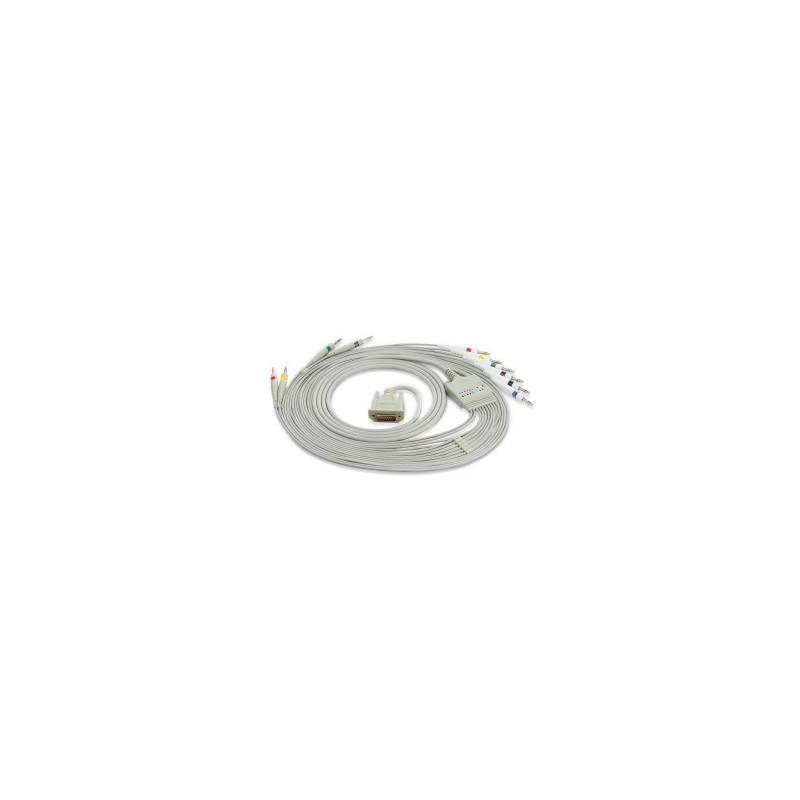 10-way banana patient cable for Amedtec CardioPart 12 ECG unit, Reynolds Cardiodirect 12