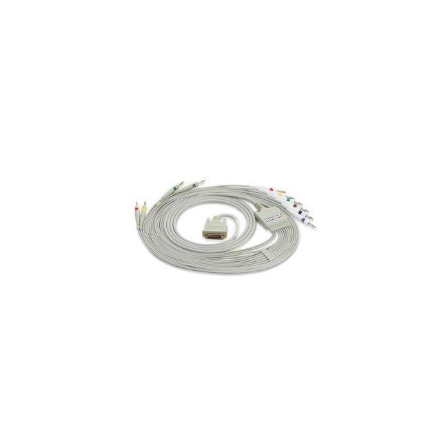 10-way banana patient cable for Amedtec CardioPart 12 ECG unit, Reynolds Cardiodirect 12