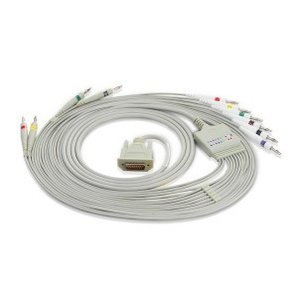 10-way banana patient cable for Amedtec CardioPart 12 ECG unit, Reynolds Cardiodirect 12